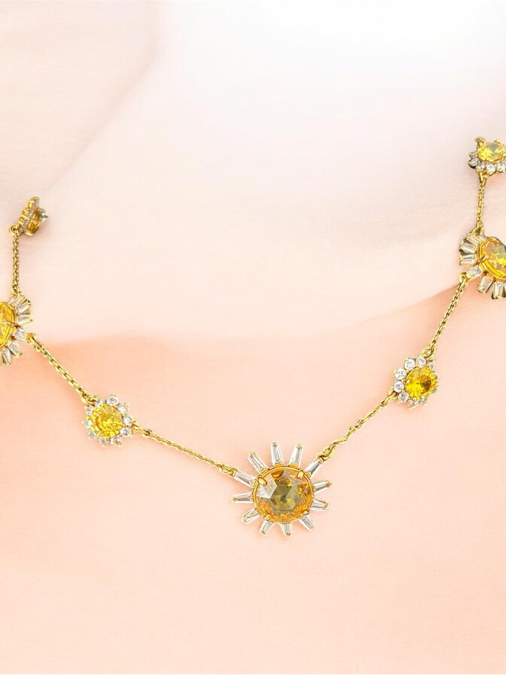 Kate Spade Gold-Tone Daisy Station Necklace With Yellow Accents